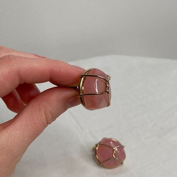 VINTAGE Pink & Gold Crystal Cufflinks - Picture 2 of 4